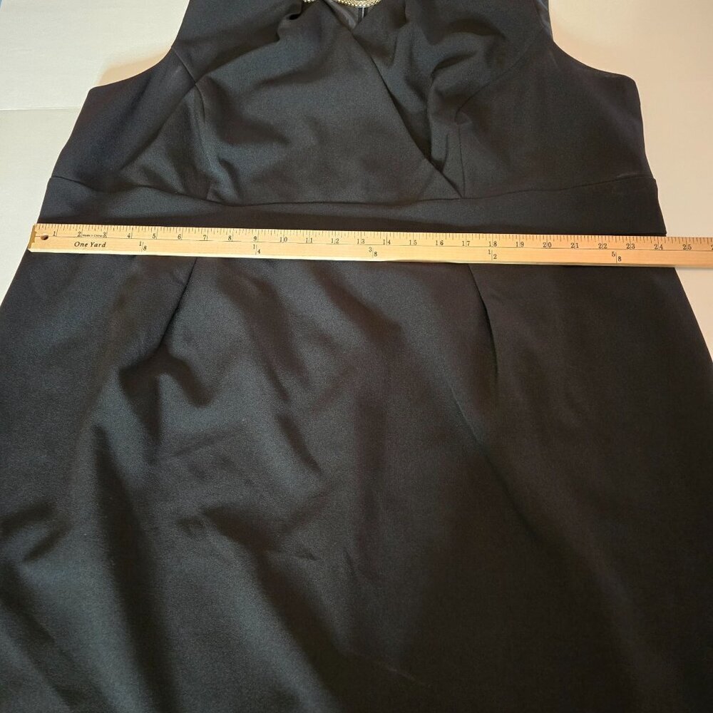 Le Bos Black Sleeveless Midi Dress Silver Front Chain Accent Plus Sz 22W - Picture 9 of 16